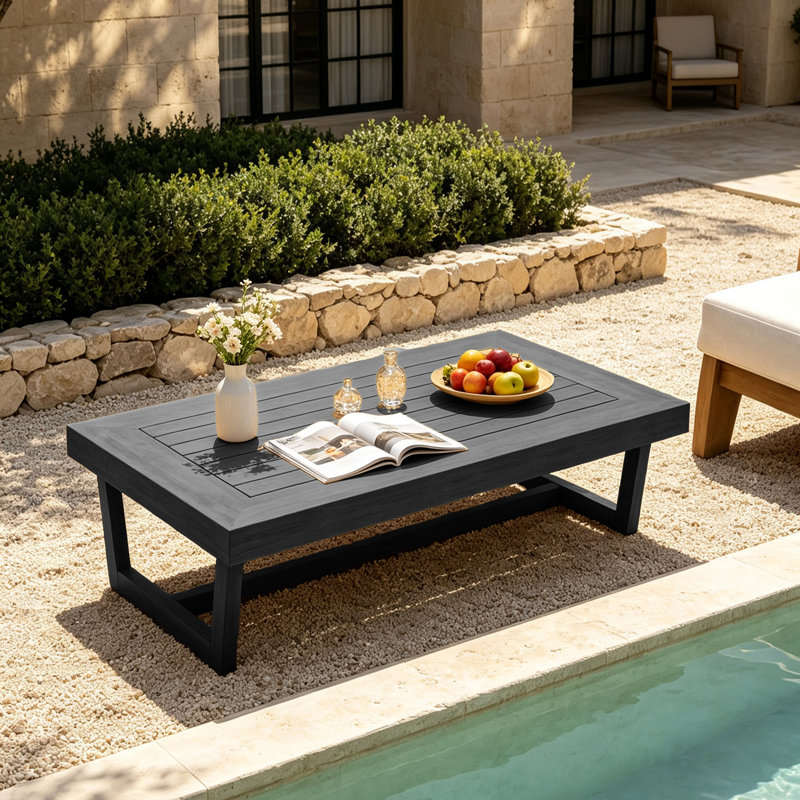 Table basse d'extérieur Polett, Noir