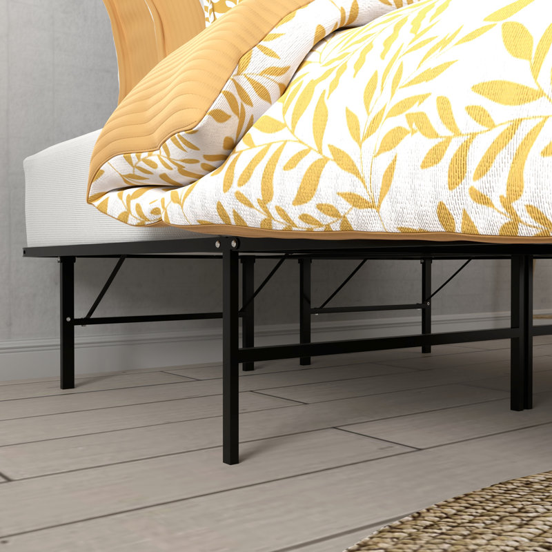 Black Steel King Platform Bed, 14 - Inch High For Air Circulation, 2000 Pound Support, 5 Minute Assembly Foundation With Height, No Box Spring Required, Supports Lbs, Fast