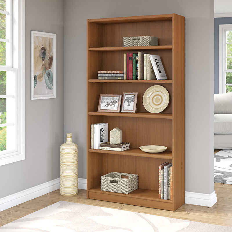 Bibliothèque à 5 tablettes Doyno, pour le rangement et la présentation dans le bureau personnel ou le salon, Chêne royal