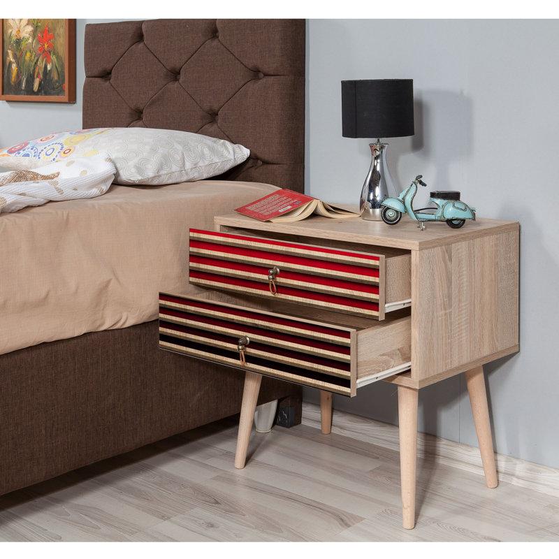 Scarlet 60cm W Manufactured Wood Bedside Table