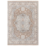 Clover Oriental Area Rug in Green / Light Grey