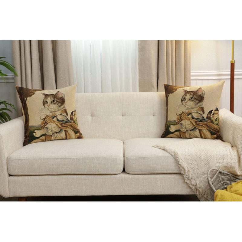 Herbert Cats C European Cushion Covers, Brown Herbert Cats 3