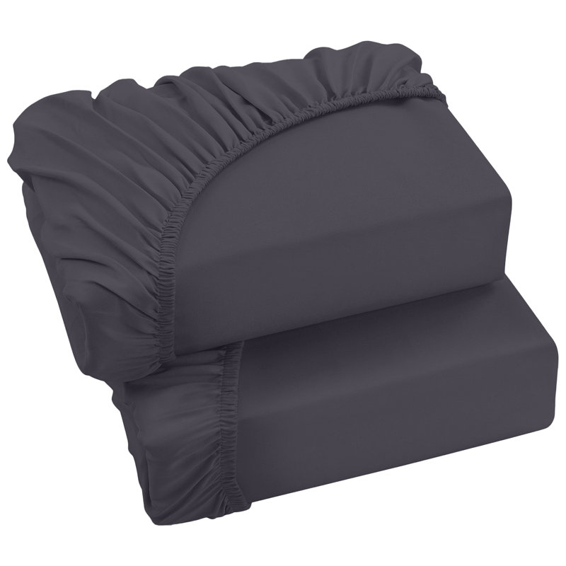 Soft & Breathable Microfiber Extra Deep Fitted Sheet, Charcoal, Double (4'6)