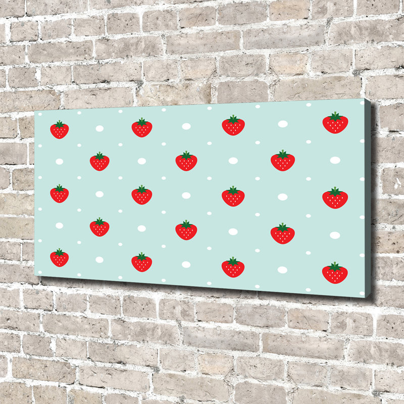 Strawberry icons 1 Piece Wall Art on Canvas, 70cm H x 140cm W