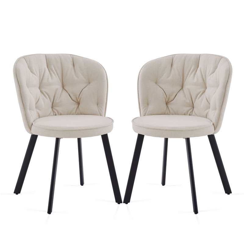  Mathena Soft Frabic Upholstered Dining Chair, Beige