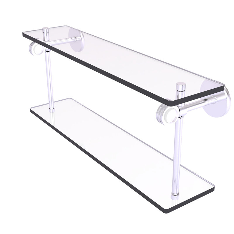 Tablette murale double verre Margolis, Chrome satiné