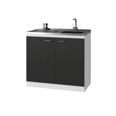 Oklahoma Utility Sink, Double Door Cabinet, Stainless Steel Countertop