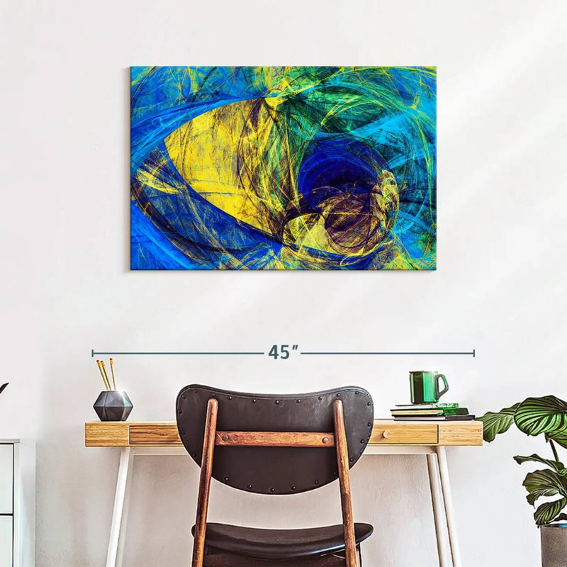 Avery Blue Abstract Tunnels, 24" H x 36" W