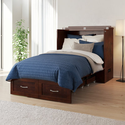Atiyah Murphy Bed Chest with 6" Mattress, Storage and Built-in Charger