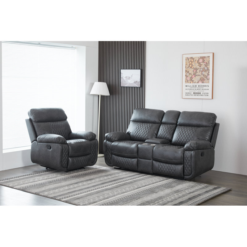 Ensemble de salon inclinable 2 pièces Billington, Gris
