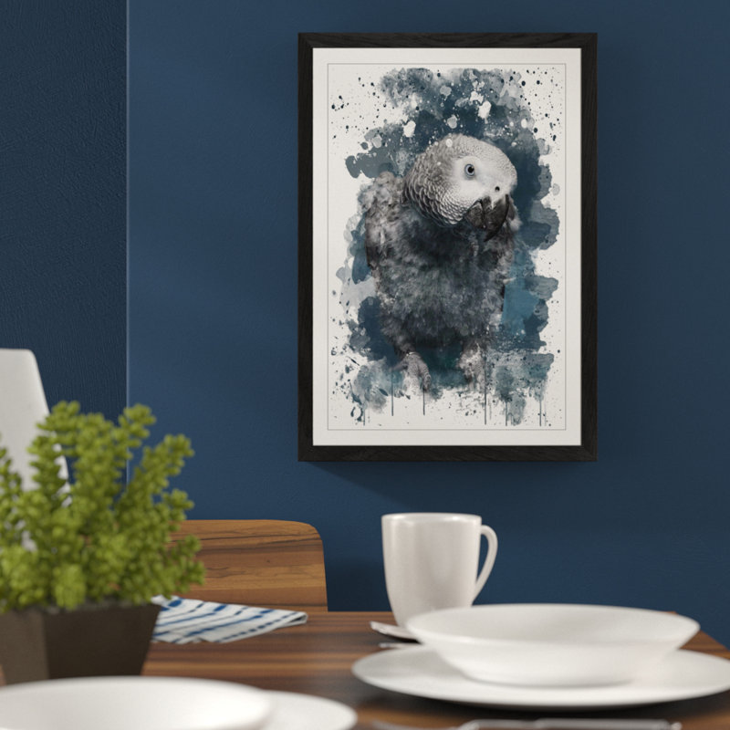 African Grey Parrot - Wall Art, 62cm H x 45cm W, Framed Picture