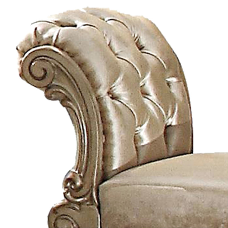 Tabouret de coiffeuse traditionnel de forme rectangulaire, taupe et doré, de 25 po de largeur x 28 po de hauteur et 20 po de profondeur avec revêtement brun, rectangulaire