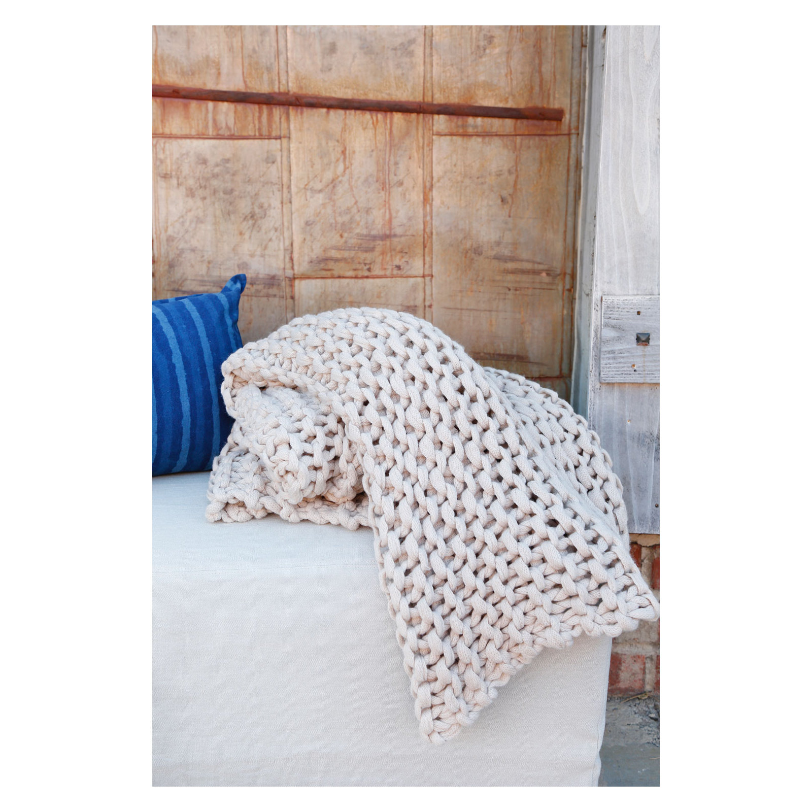 Finn Chunky Knit Throw Blanket, Taupe
