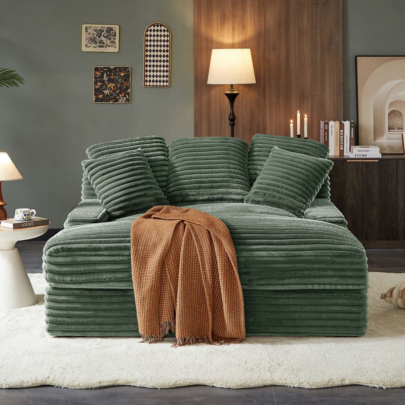 Canapé-lit double confortable avec accoudoirs carrés élégants pour la maison, Vert