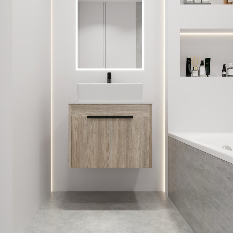 Ensemble de meuble-lavabo mural 24 po avec lavabo en céramique 24 po Modern Design, 24"