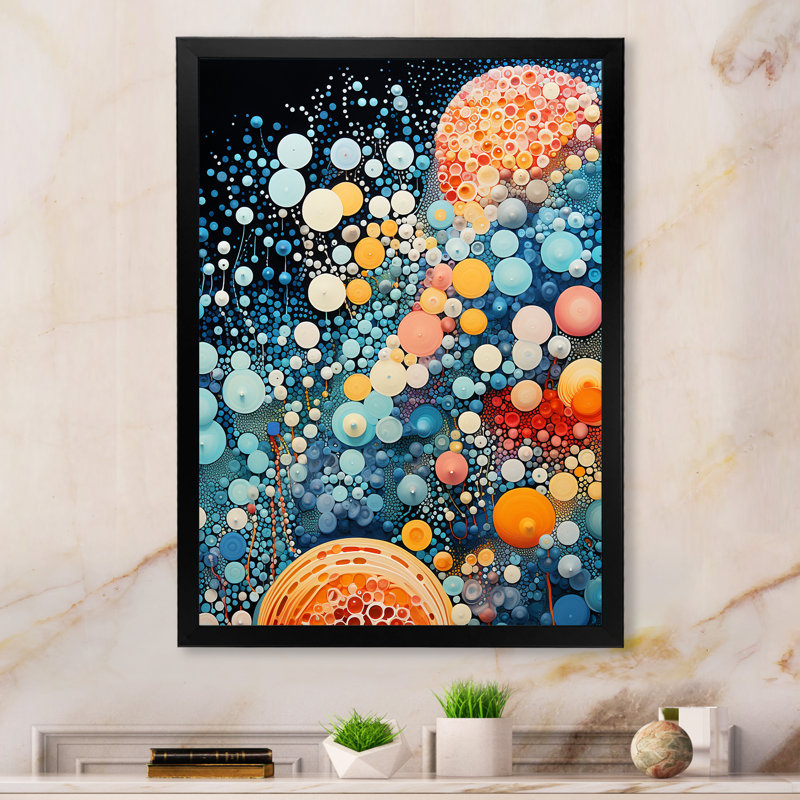 «Colorful Ink River Microscopic Fantasia 4 - Abstract Shapes», art mural, Cadre simple noir, H 40 po x l 30 po x P 1,5 po