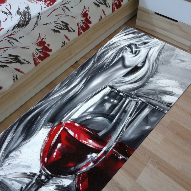 Chic Non Woven Thin Type Printed Rug with Intricate Floral Pattern Ideal for Living Room or Bedroom Decor