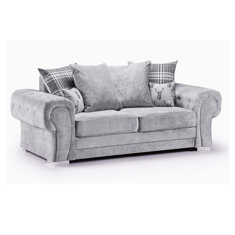 Deschamps 3 Seater Chenille Sofa, Grey