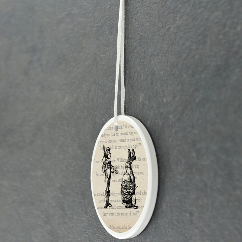Headstand Alice In Wonderland Circle Shaped Ceramic Ornament Bauble