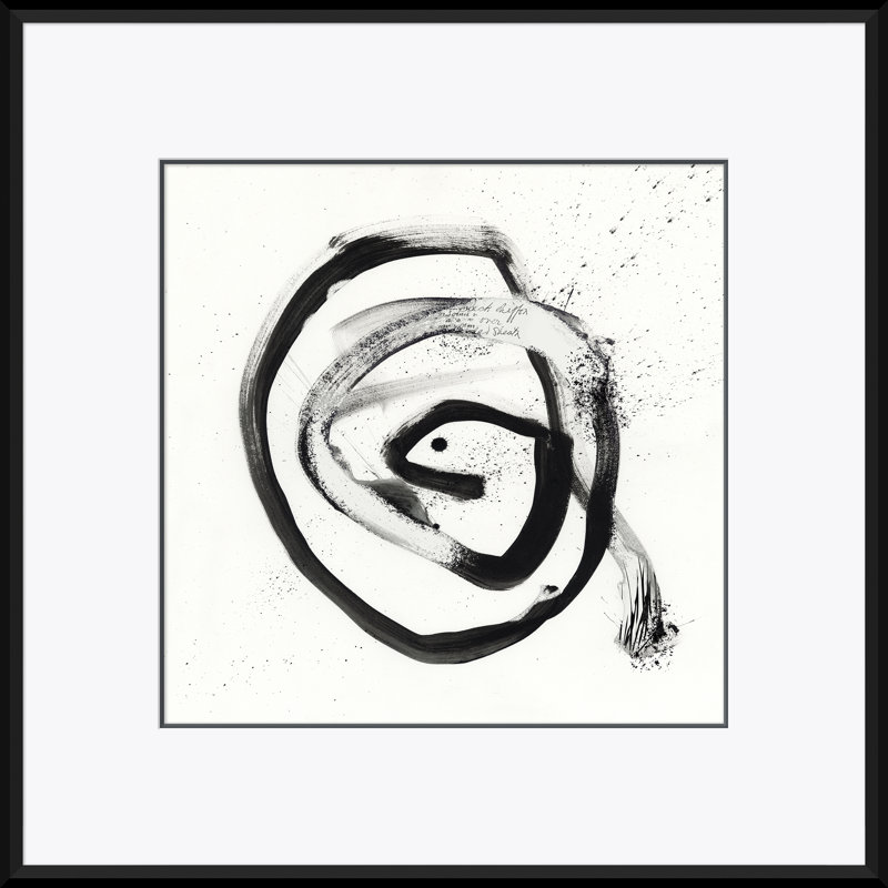 «Black and White Abstract Abstract No. 1» par David Phoenix - Peinture encadrée sur papier