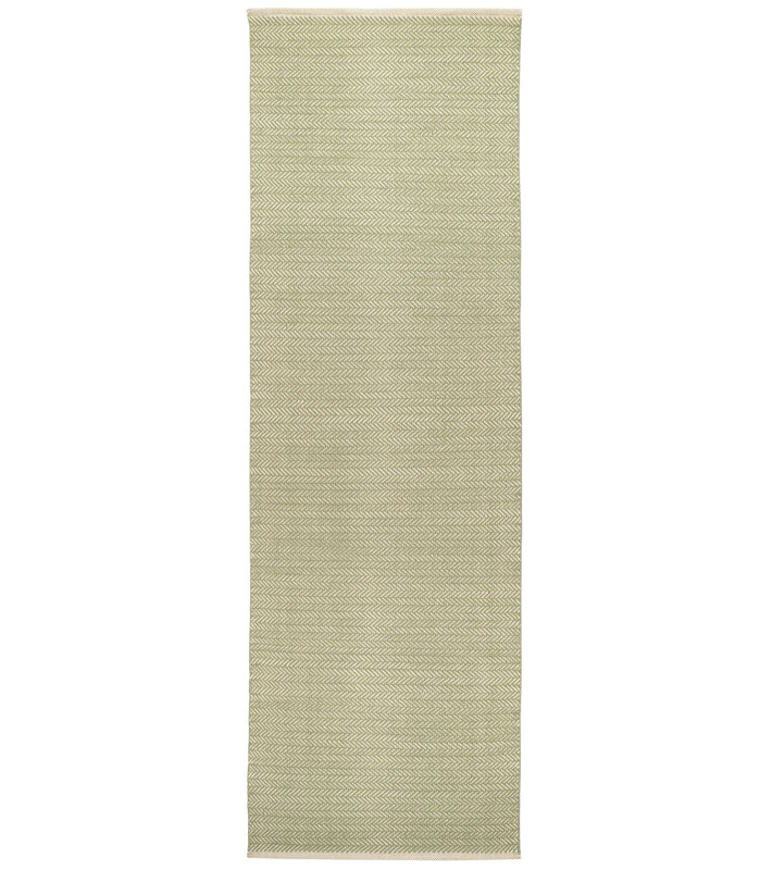 Herringbone Sage Handwoven Cotton Rug, Runner 2'6" x 8'