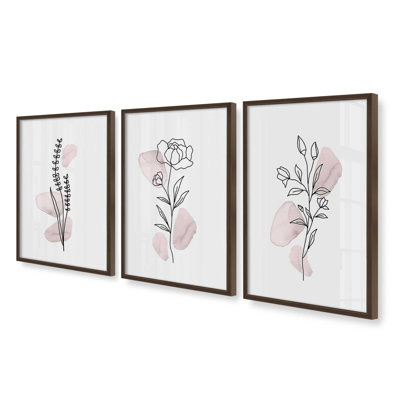 Pretty Petal Sketches Set of 3 Prints