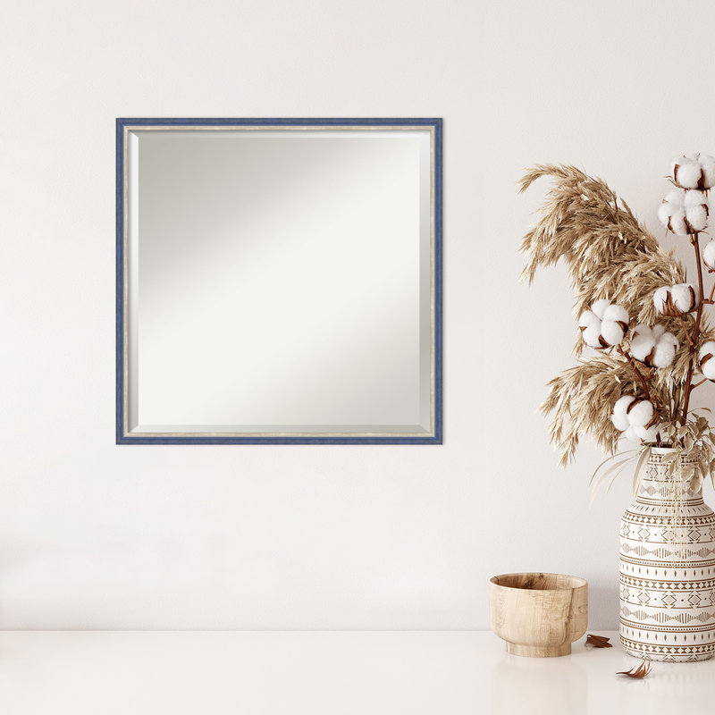 Miroir mural Earsie, 21,25 po x 21,25 po, Bleu, Carré