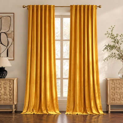  Velvet Curtains Thermal Insulated Energy Efficiency Privacy Curtains Blackout Rod Pocket Drapes, 2 Panels