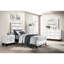 Mobilier de chambre à coucher simple moderne et moderne, lit au bord de la ligne blanche et noire avec ornement-1940465751