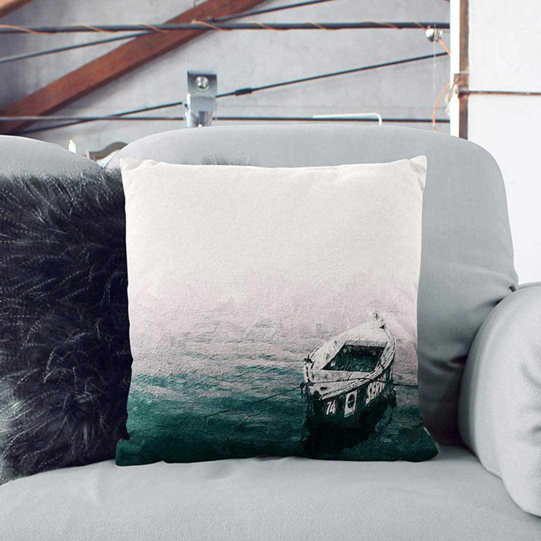Boat upon Granges River in India Cushion with Filling