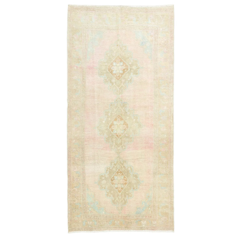 Tapis vintage crème en laine rétro de conception unique 4 pi 10 po x 10 pi 4 po vintage 1970
