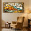 Ensemble de 3 reproductions d'art sur toile avec vitrail paysage avec oiseaux et montagnes-2038157919
