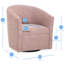 Fauteuil pivotant sans assemblage, base en bois massif rouge et contreplaqué, tissu à chevrons, coussin moelleux, compact, compact et compact-380040869