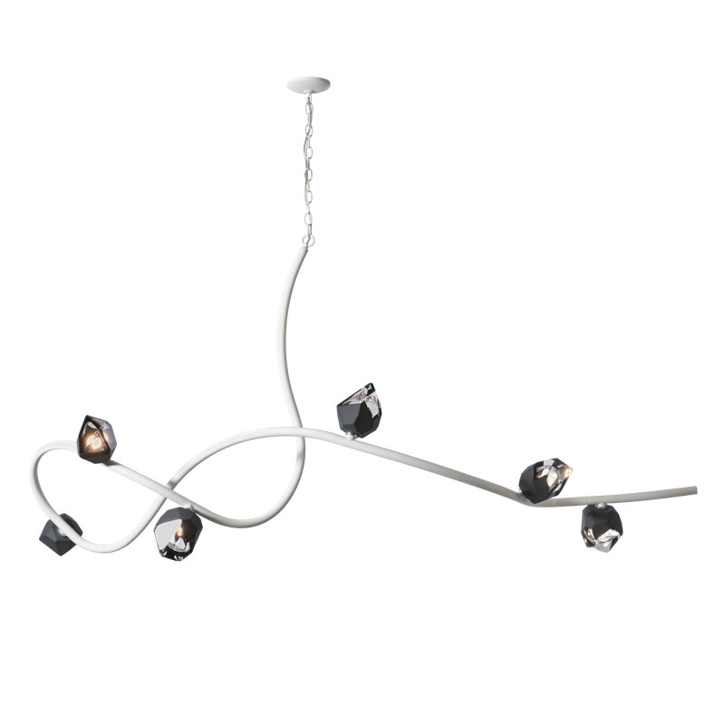 Glacier 6 - Light Unique/Statement Modern Linear Chandelier, White, Black
