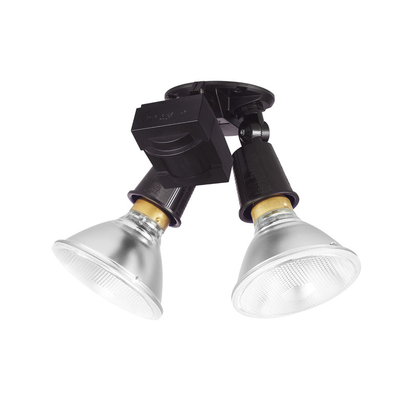 2 - Head Hardwired Outdoor Security Flood Light with Motion Sensor, Bronze