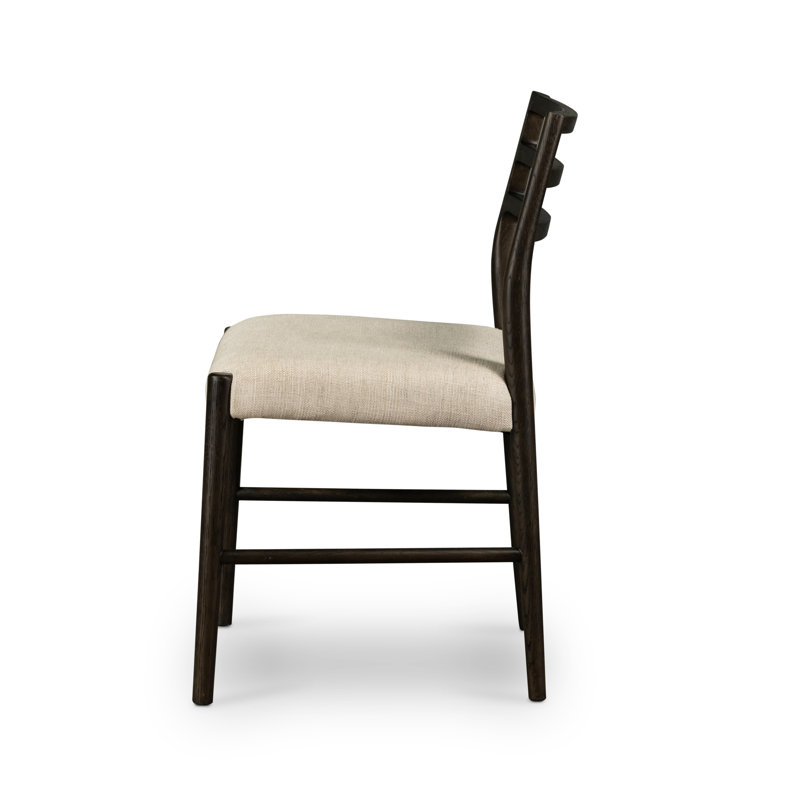 Glenmore Upholstered Dining Chair, Ivory Cotton/Polyester Blend/Viscose, Scrubbed Oak Black