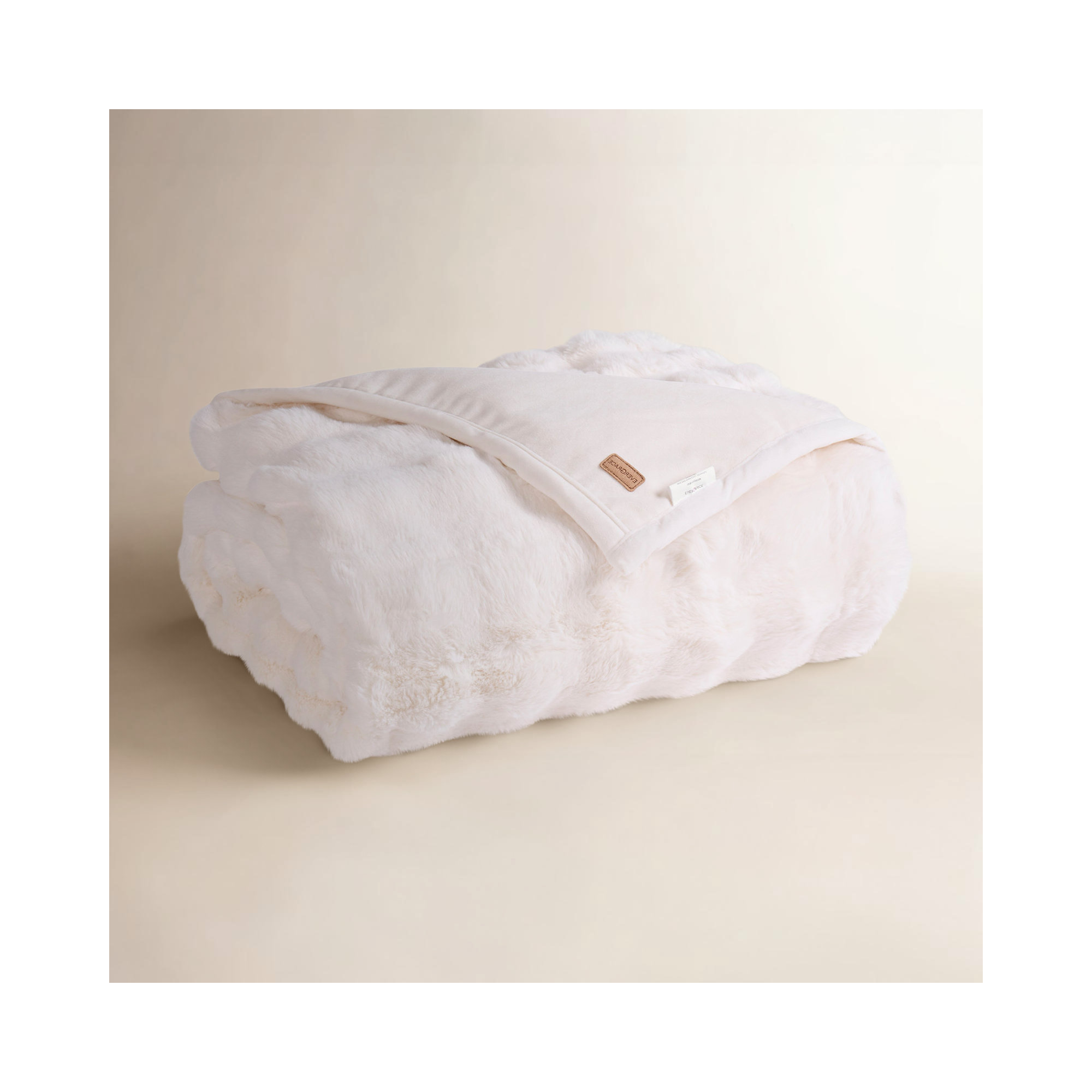 Ridgeline Faux Fur Throw Blanket, Ivory White, 80" L x 60" W