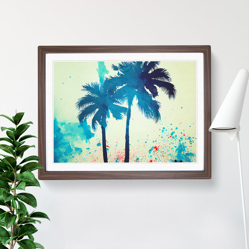XH1022-6769X Palm Tree Splash Vol.5 Abstract - Single Picture Frame Print, 46cm H x 64cm W x 2cm D, Walnut