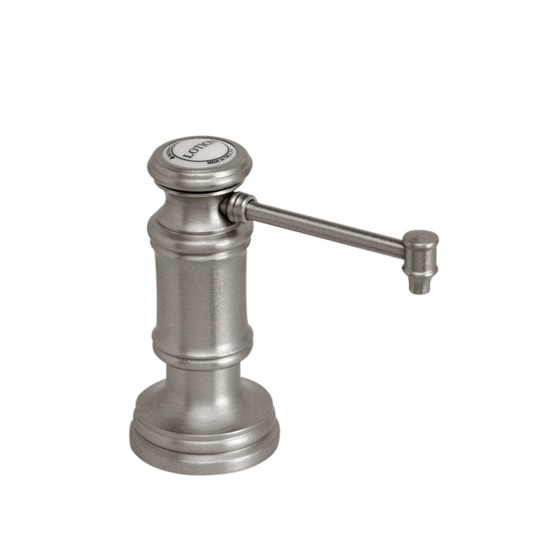 Traditional Soap/Lotion Dispenser - Straight Spout, Distressed Antique Pewter
