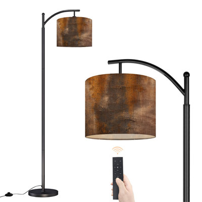 Arc Floor Lamp with Adjustable Lampshade painted rusty texture Standing Lamp 3 Color Temperatures Dimmable Tall Pole Lamp with Foot Switch for Bedroom