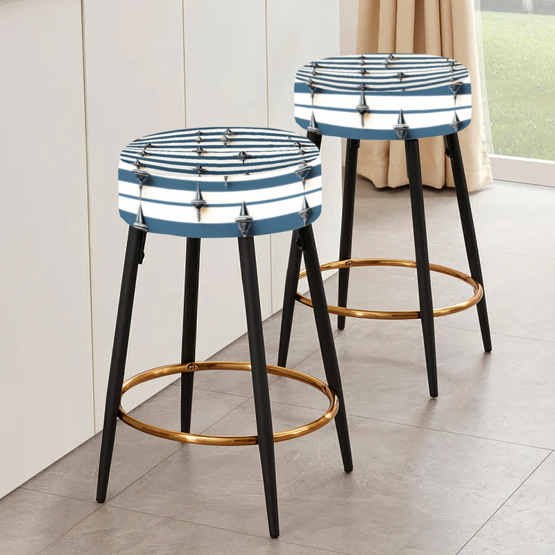 Nautical Vintage Ship Stripes - Ensemble de 2 tabourets de bar rayés