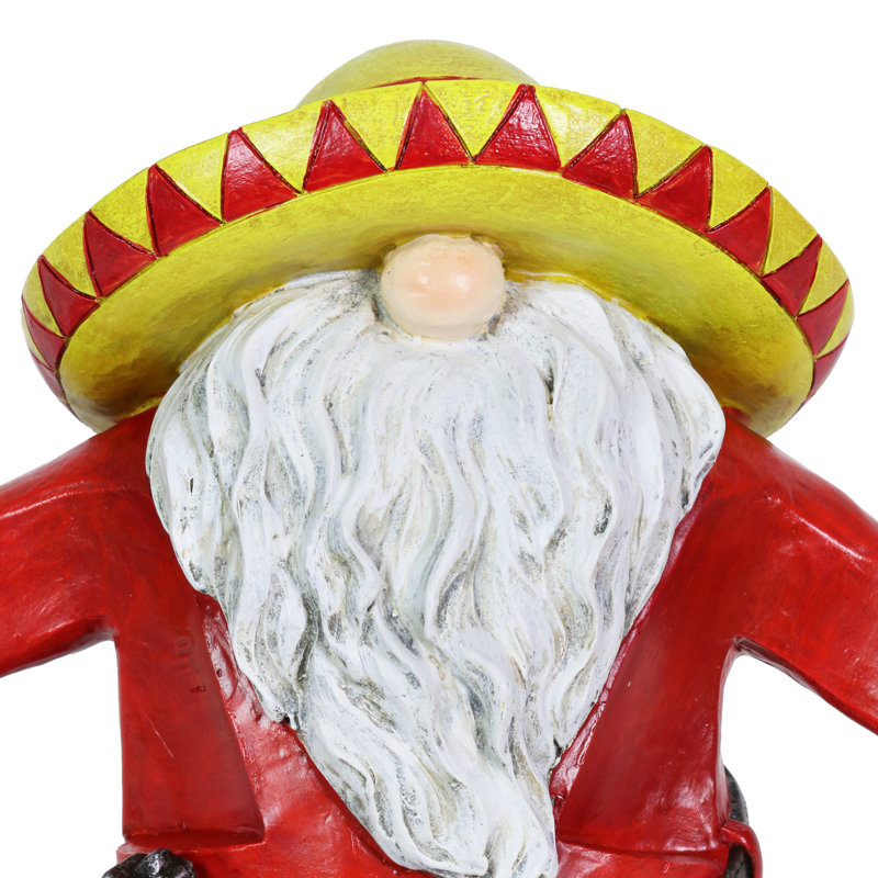 Hand Painted Red and Yellow Gnome Statue with Drink Holders