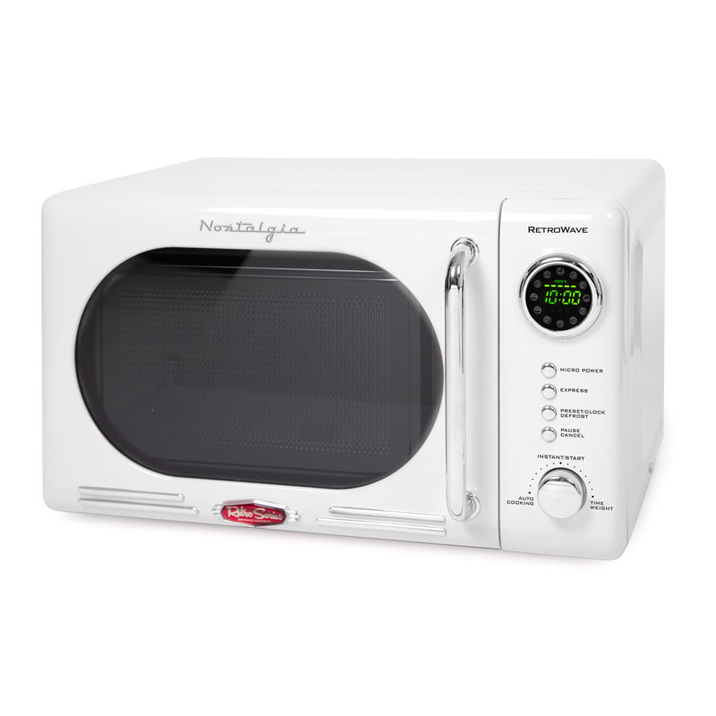 Nostalgia 0.7 Cubic Feet Countertop Microwave, White