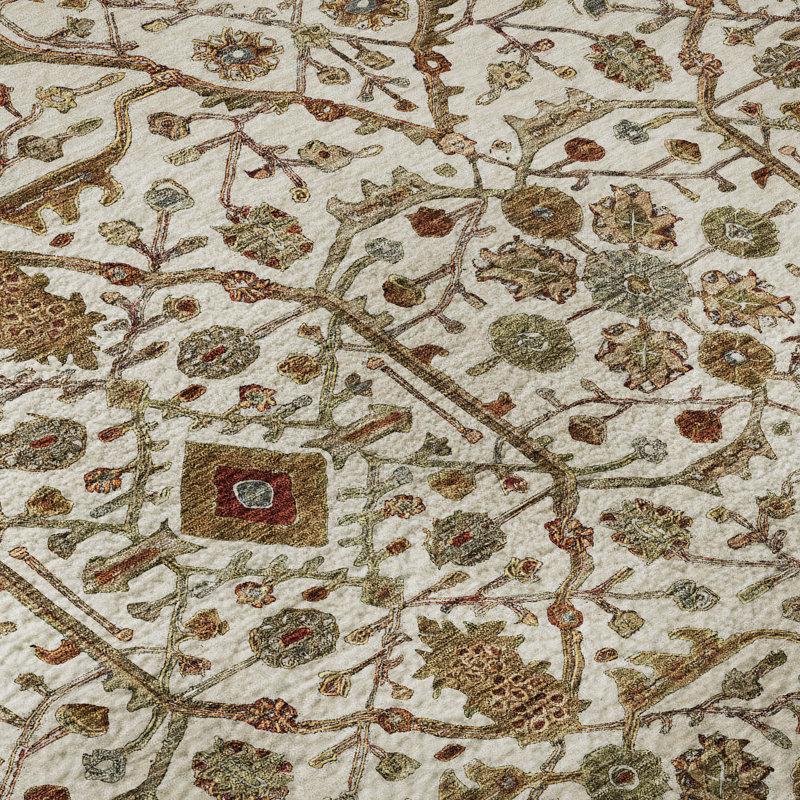 Premium Machine Washable Ducote AMF1130 Global Rug, Rectangle 10' x 14'