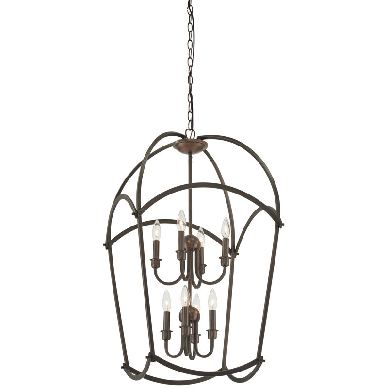 Maughan 8 - Light Dimmable Lantern Tiered Chandelier, Harvard Court Bronze