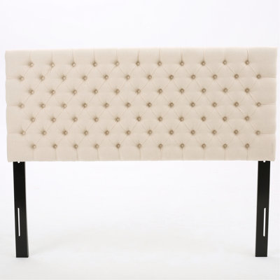 Beige Upholstered Headboard For Queen Bedroom, Modern Look, Assembly Required Tools Bed In Beige, Exuding Contemporary Charm