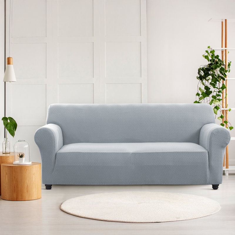 Premium Stretch Spandex Sofa Cover - Durable, Stylish & Easy-Fit Slipcover, Silver, 179cm H x 280cm W - (3 Seater)