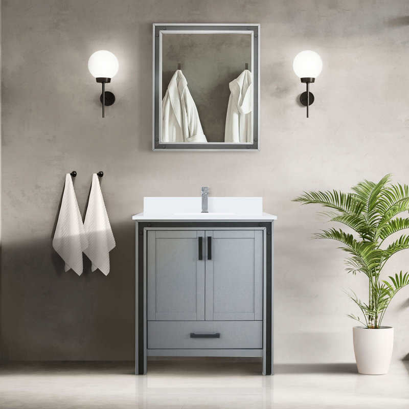 30 po L x P 22 po. Meuble-lavabo gris foncé avec miroir 28 po et rangement 30 po 22 po, 28 po - Espace optimisé, Gris foncé