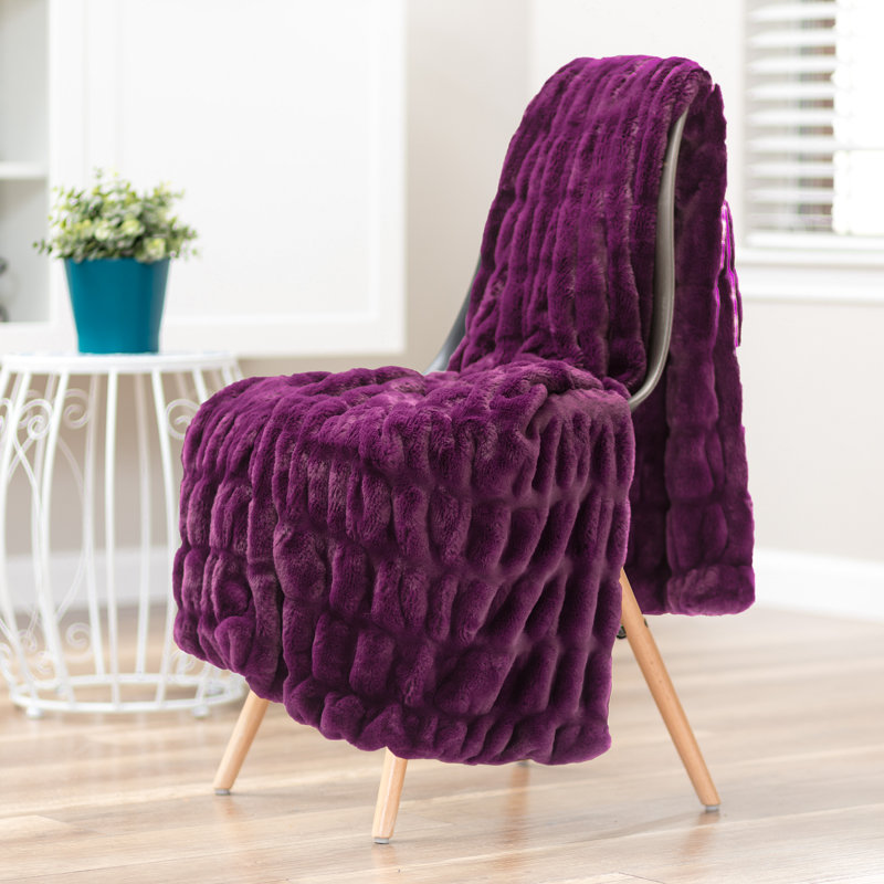 Faux Fur Throw, Aubergine, Throw