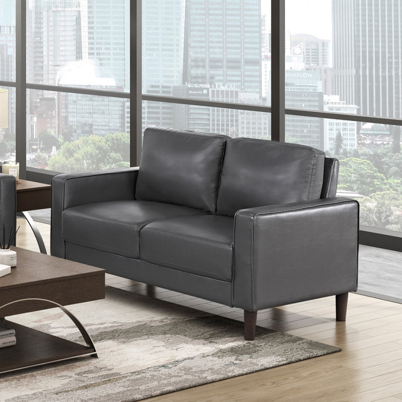 Chaise longue moderne en similicuir gris foncé, Gris foncé